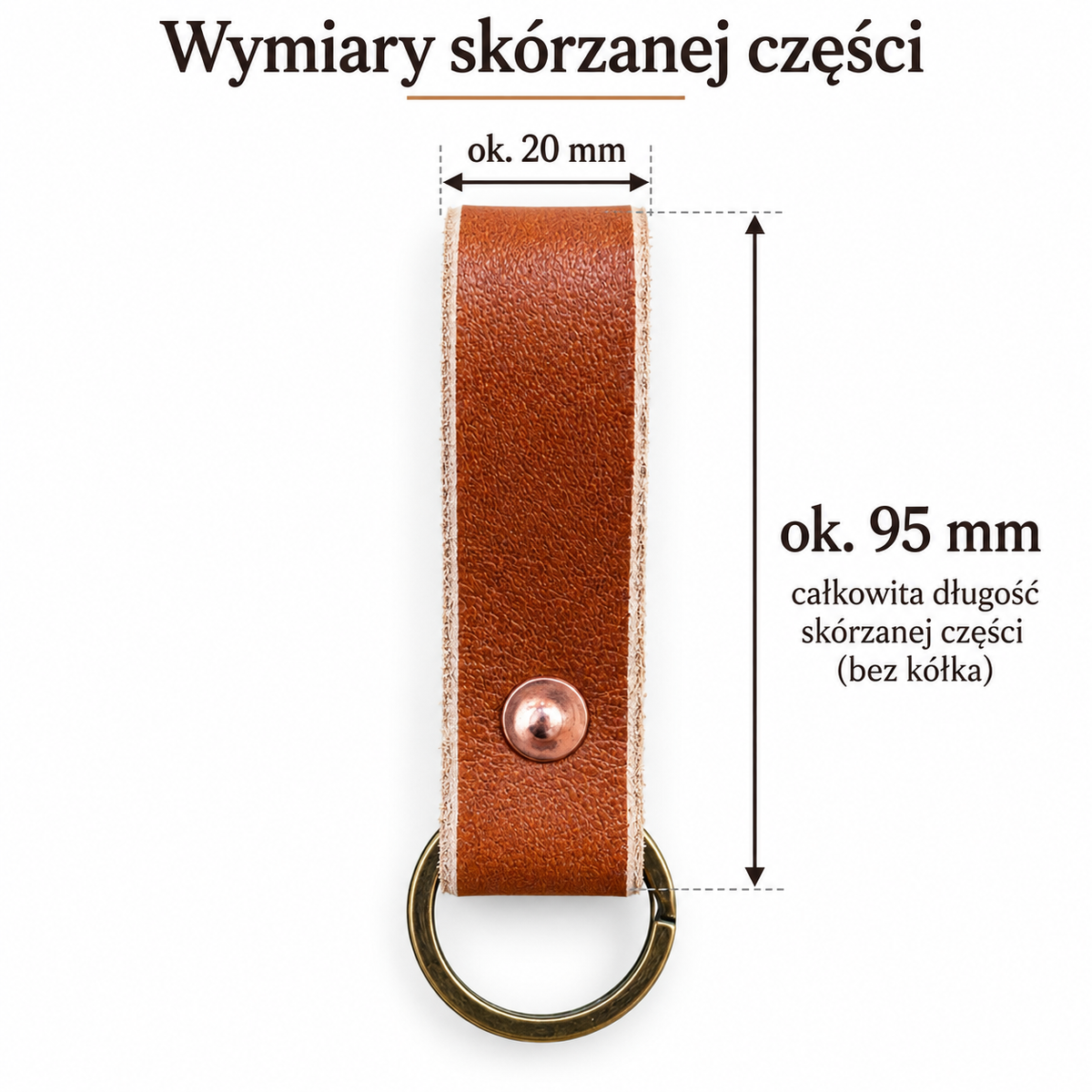 BRELOK NA WIEKI – ZAKUTY MIEDZIANYM NITEM | SKÓRZANY BRELOK DO KLUCZY
